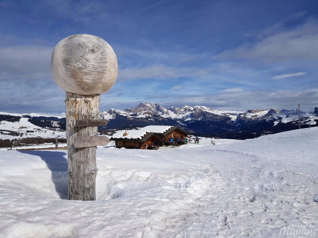 Alpe di Siusi inverno: al Rifugio Molignon con bambini montagna Alpe di Siusi
